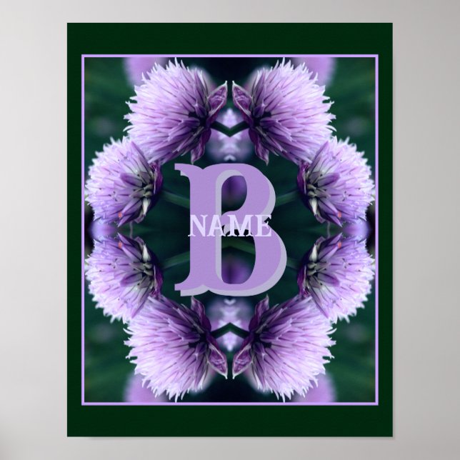 Affiche Monogramme Votre Nom Initial Allium Personnalisé (Devant)