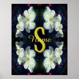 Affiche Monogramme Votre Nom Initial Fleur d'Art de Clémat