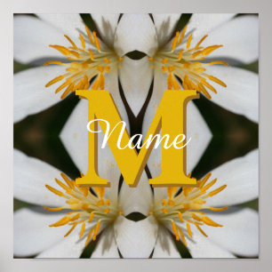 Affiche Monogramme Votre Nom Initial Fleur Personnalisé