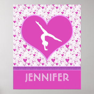 Affiche Monogrammed Pink Lots o' Coeurs Gymnastique