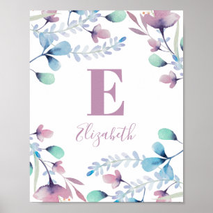Affiche Monographie des fleurs d'aquarelle. Bébé fille. Pé