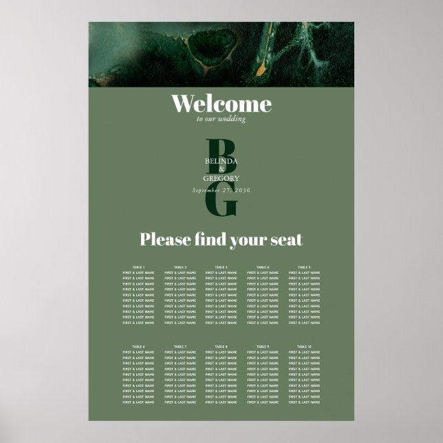 Affiche Monographie Mariage en marbre vert moderne (Devant)