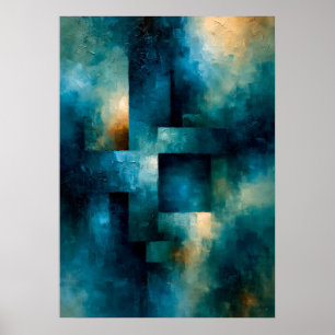 Affiche Monolithe Azur Shibui Texturé Inspiré du Japon