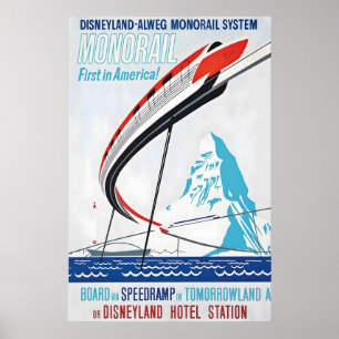 Affiche Monorail américain USA Train Voyage Col de montagn