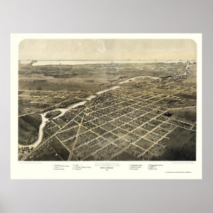 Affiche Monroe, MI Panoramic Map - 1866