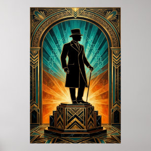 Affiche Monsieur Silhouette Chapeau Haut-de-forme 