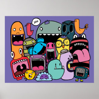 Affiche Monster Gang Nom personnalisé Street Art