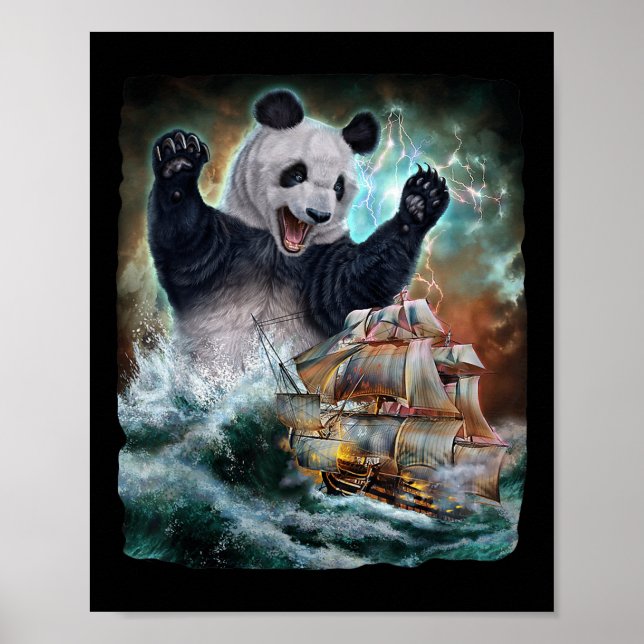 Affiche Monster Giant Panda En Attaquant Un Bateau De Guer (Devant)