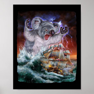 Affiche Monster Koala En Attaque De Kraken À Un Bateau De 
