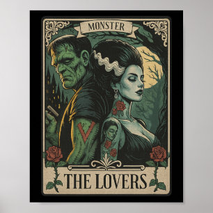 Affiche Monster Lovers Tarot Card Gothic Frankenstein Hall