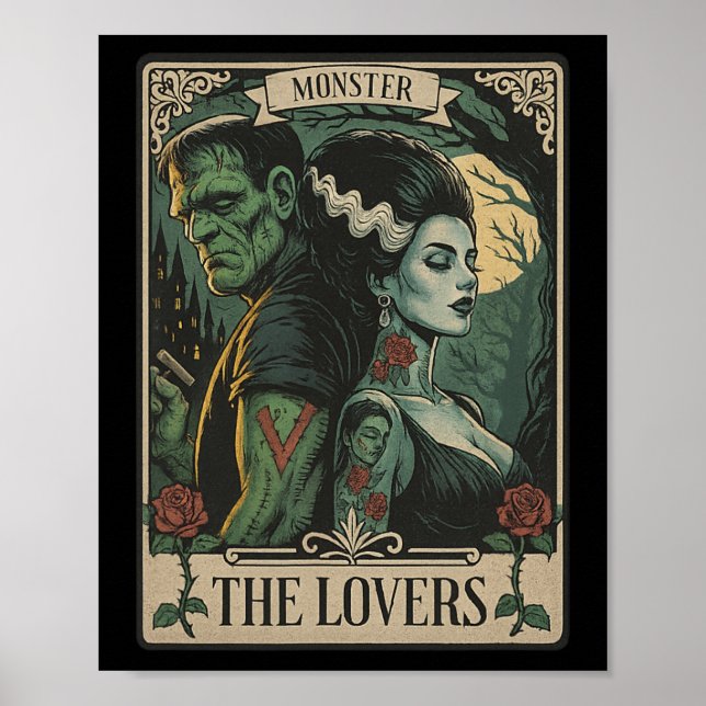 Affiche Monster Lovers Tarot Card Gothic Frankenstein Hall (Devant)