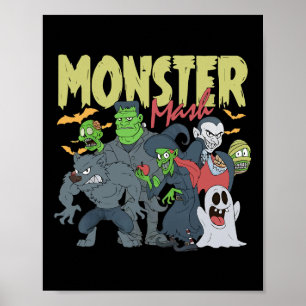 Affiche Monster Mash Funny Halloween Saison Éffrayante Tri