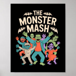 Affiche Monster Mash Halloween Dance Party mignonne Retro