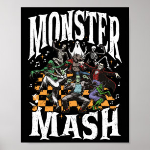 Affiche Monster Mash Retro Halloween Funny Monster Éffraya