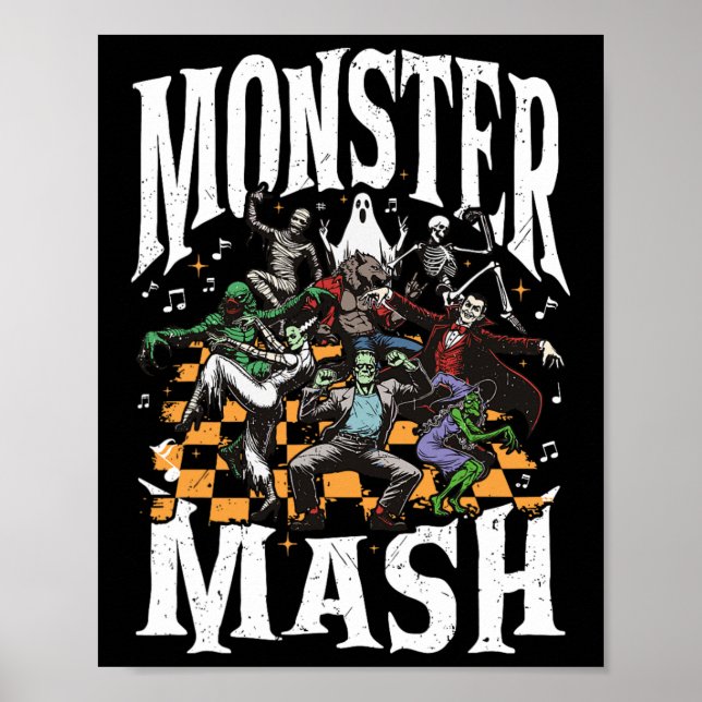 Affiche Monster Mash Retro Halloween Funny Monster Éffraya (Devant)