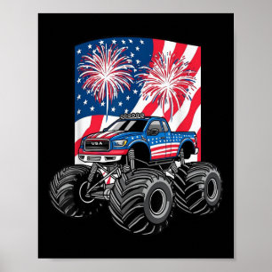 Affiche Monster Truck American Flag, 4 juillet, Indépendan