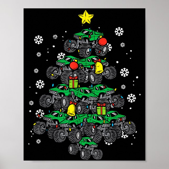 Affiche Monster Truck Christmas Tree Xmas Boys Toddler Kid (Devant)