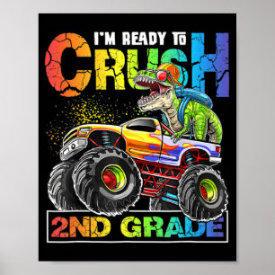 Affiche Monster Truck Crush 2e grade Dinosaur Boys Retour 