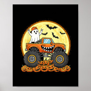 Affiche Monster Truck Cute Boo Citrouille Funny Halloween 