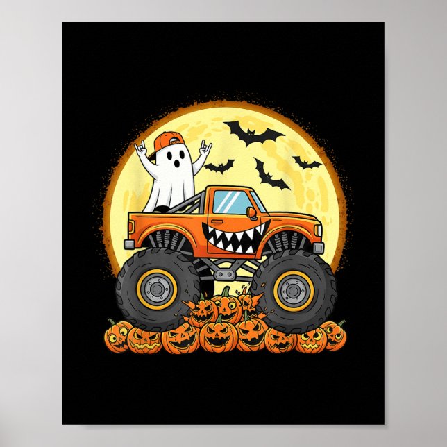 Affiche Monster Truck Cute Boo Citrouille Funny Halloween  (Devant)