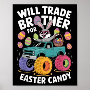 Affiche Monster Truck Cute Bunny Va Échanger Fraternité Po