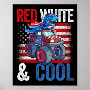 Affiche Monster Truck Dino 4 juillet Garçons Drapeau Améri