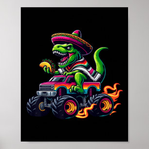 Affiche Monster Truck Dinosaur Taco Sombrero Garçons Cin