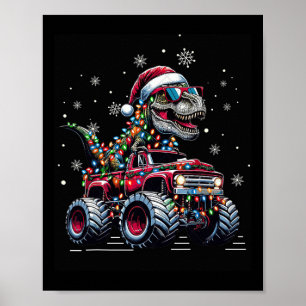 Affiche Monster Truck Dinosaure Trex Noël Garçons Enfants