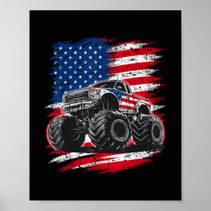 Affiche Monster Truck drapeau américain USA