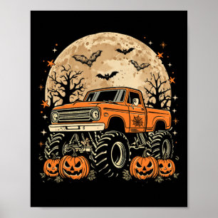 Affiche Monster Truck Halloween Jack-o'-lantern Moon Pumpk