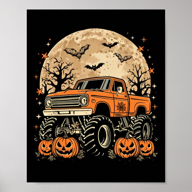 Affiche Monster Truck Halloween Jack-o'-lantern Moon Pumpk (Devant)