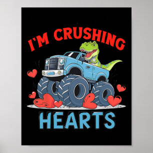 Affiche Monster Truck Hearts Crusher Écrasant Un Cœur Roug