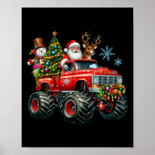 Affiche Monster Truck Père Noël Reindee Arbre de Noël Enfa
