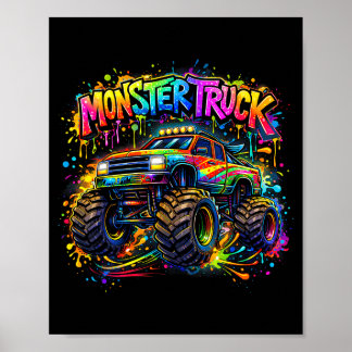 Affiche Monster truck retro colorful graffiti toddlers