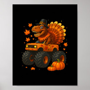 Affiche Monster Truck Trex Dinosaure Dinde Automne Action 