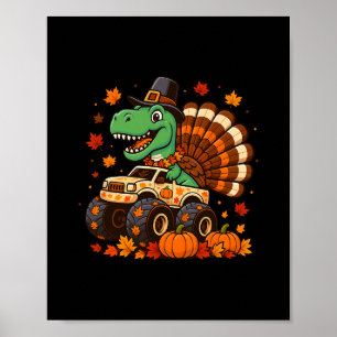 Affiche Monster Truck Trex Dinosaure Dinde Chute Action de