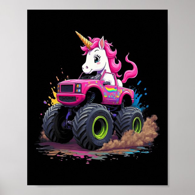 Affiche Monster Truck Unicorn Anniversaire Party Monster T (Devant)