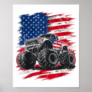 Affiche Monster Truck USA Drapeau américain