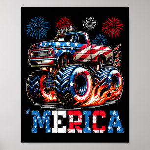 Affiche Monster Truck Usa Drapeau Patriotique Toddlers Gar