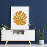 Affiche Monstera Feuille Nature Dessin dans la moutarde Ja<br><div class="desc">Un design botanique minimaliste moderne d'une feuille de monstère tropicale deliciosa dans une couleur dorée et tendance.</div>