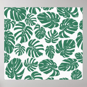 Affiche Monstera feuilles sans soudure, motif décoratif.