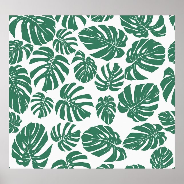 Affiche Monstera feuilles sans soudure, motif décoratif. (Devant)