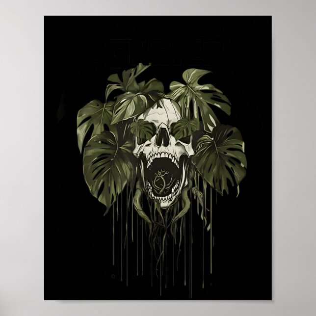 Affiche Monstera Funny Skull Plant Lover Nge Gardener Wome (Devant)