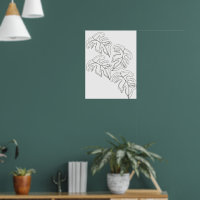 Monstera Minimaliste Dessin Main Gestuel Noir Blan