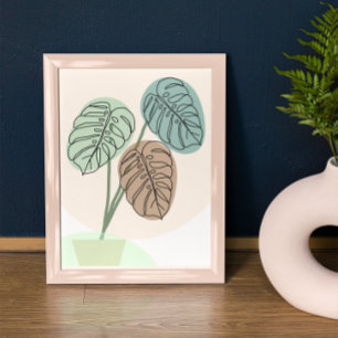 Affiche Monstera Plante Bohemian Art Line Art