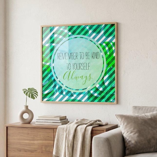 Affiche Monstera Tropical Rayures Sarcelle Citation de Soi (Créateur téléchargé)