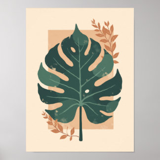 Affiche Monstère Boho minimaliste Feuille d'art