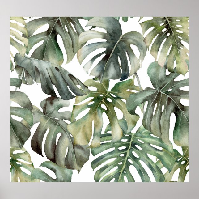 Affiche Monstère tropicale Big Watercolor Motif (Devant)