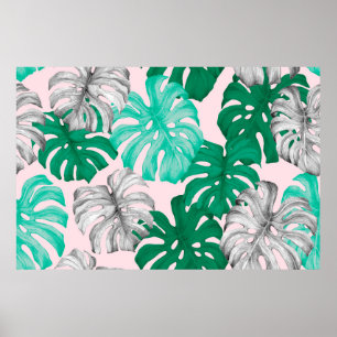 Affiche Monstère tropicale feuille dessinée à la main illu
