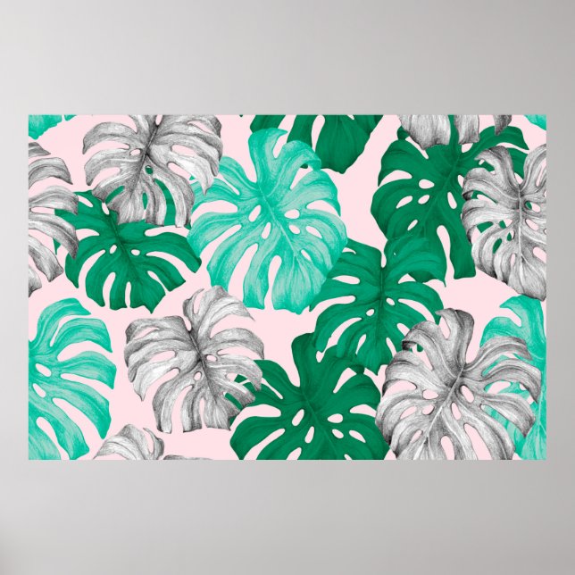 Affiche Monstère tropicale feuille dessinée à la main illu (Devant)
